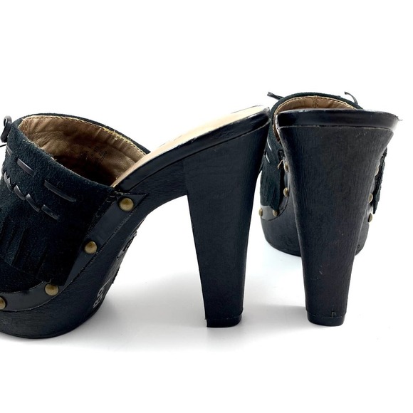 90's vintage L.E.I platform Mary Jane black tassel clogs - Picture 2 of 11